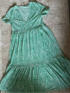 zara green frill dress NWT Zara Long Ruffled Green Strappy Dress